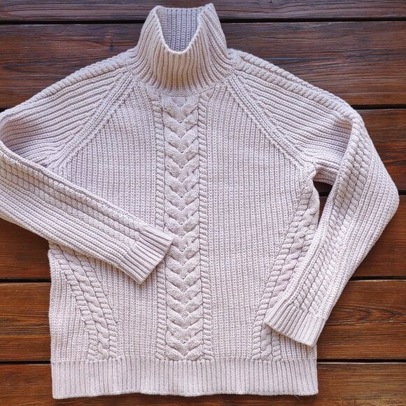 Lululemon Bring the Cozy Pink Chunky Cable Knit Sweater High Neck Boho Size 6 - Picture 4 of 10